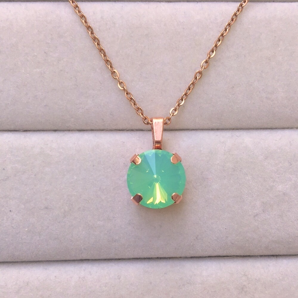 Pacific Opal + Rose Gold Rivoli Crystal Drop Necklace